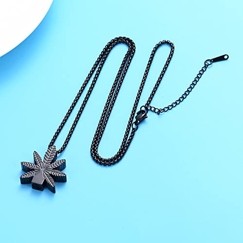 Oinsi Marijuana Leaves Cremation Jewelry Pendant For Ashes Solid Stainless Steel Memorial Urn Necklace For Men Keepsake Holder Jewellery (Black) #TOP6