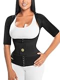 HOT SHAPERS Women’s Sleeved Body Sculpting Kit - Waist Cincher with Sleeves & Waist Trainer with Sweat Fabric for Body Contouring (Black, Medium)