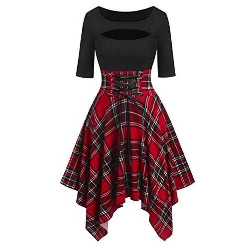 Robe moulante à carreaux grande taille robe asymétrique avec ceinture