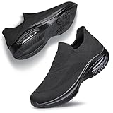 Women's Walking Shoes Cushion Non Slip Tennis Shoes Running Workout Gym Nurse Sports Athletic Lightweight Breathable Fashion Sneakers Comfortable Zapatos para Mujer Black Size 5.5