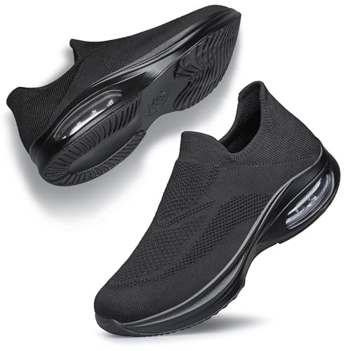Best Tennis Shoes for Sweaty Feet: Stay Cool & Dry! 13 Women's Walking Shoes Cushion Non Slip Tennis Shoes Running Workout Gym Nurse Sports Athletic Lightweight Breathable Fashion Sneakers Comfortable Zapatos para Mujer Black Size 8