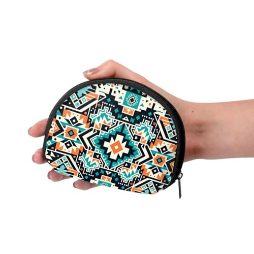 Portable Coin Purse Colorful-Navajo-Aztec Mini Zippered Money Pouch Card Holder3
