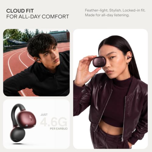 Image of boAt (2026 Launch Airdopes ProClip,Air Conduction Tech,Feather-Light Earbuds,Clip-On Design,All Day Wear Comfort,52H Battery,12mm Dynamic Drivers,App Support,BT v6.0,OWS Earbuds with mic(Velvet Wine)