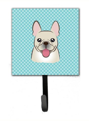 Checkerboard Blue French Bulldog Leash & Key Holder