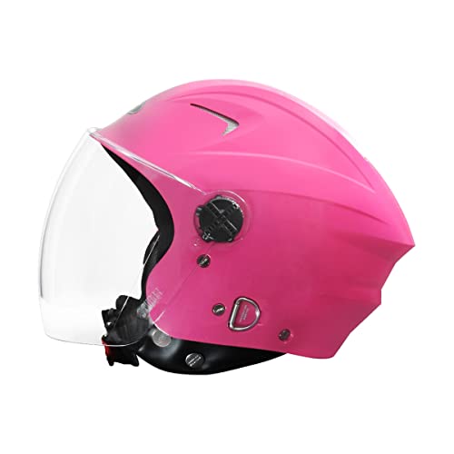 Image of STUDDS RAY Super ISI Certified Open FACE Helmet for Men and Women with D - Ring Lock Dark Pink M