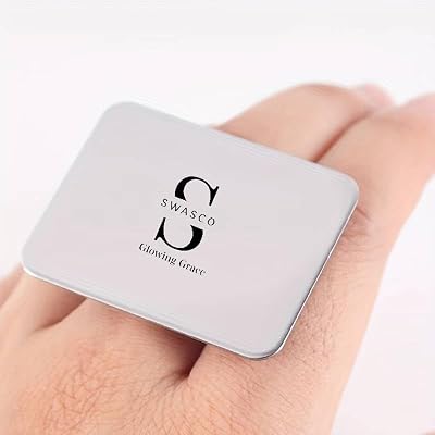 SWASCO™ Finger Cosmetic Mixing Palette with Spatula | Stainless Steel Makeup Blending Tool for Foundation, Eyeshadow & C