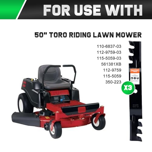 Image of Grasscool SS5000 Timecutter 50 inch 115-5059-03 Mulching Mower Blades for Toro Time Cutter MX5050 MX5000 MX5075 Z5000 50'' Deck Zero Turn Replace 110-6837-03