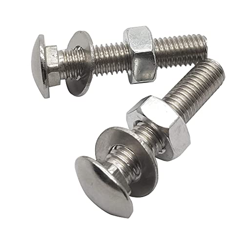 Image of 5 Sets Long Square-Neck Carriage Bolts Set,Carriage Bolts Set w /Nuts & Flat Washers,Zinc-Plated,Carbon Steel Grade 4.8,Plain Finish,Partial Threaded(M8-1.25X100mm)