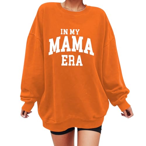 Sweatshirt femme manches longues imprimé orange vêtement ample
