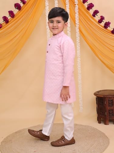 Image of AJ DEZINES Boys Cotton Full Sleeve Printed Kurta Pajama Set for Kids - Ethnic wear | Special Occasion & Traditional Outfit |Boys Kurta Pyjama Set - Regular Fit