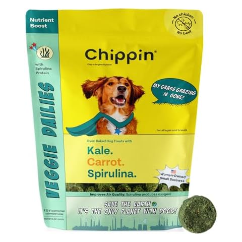 Chippin Plant-Based Spirulina Healthy Supplement & Dog Treat (5oz, 1-Pack) | Stop Grass Eating | Hypoallergenic, Chicken-Free Vegan Protein | 100% Made in USA Cover