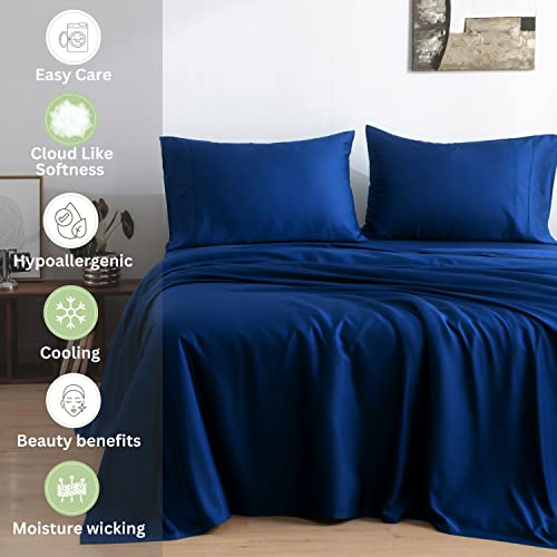 Bamtek Duvet Cover Set King - Soft Luxury Viscose From Bamboo Duvet Cover Set King - Cooling Duvet Cover For Hot Sleepers King Bed - 3 Piece King Duvet Set - King Duvet Cover Set (Sapphire) #TOP1