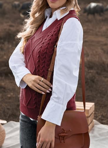 Image of EVALESS Oversized Sweater Vest for Women V Neck Sleeveless Solid Color Loose Pullover Sweater