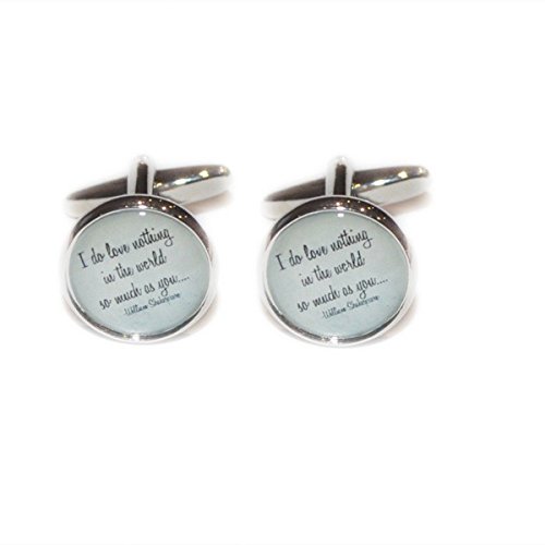 Mancuernillas para hombre Shakespeare Citas Románticas miniatura 1