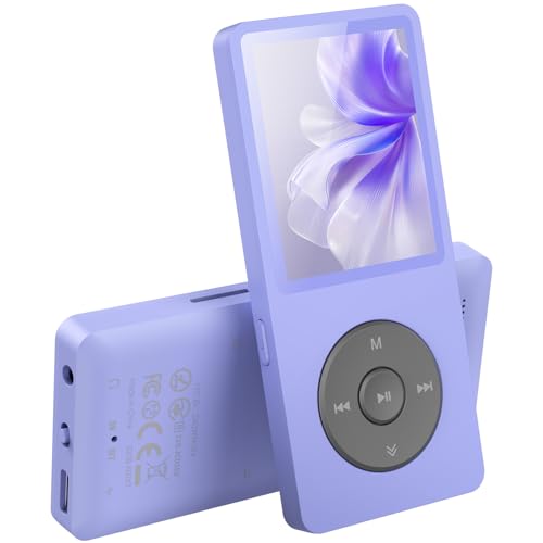 AGPTEK Lecteur MP3 Bluetooth 5.3 32Go, Baladeur MP3 Numérique pour Enfants, avec Haut-Parleurs, Radio FM, 70 Heures de Lecture, MP4 Player Portable, Jusqu'à 128 Go, (sans écouteur), Violet