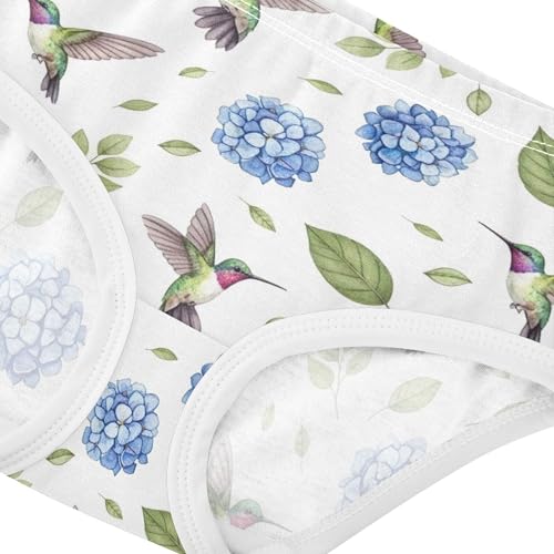 Girls Underwear Toddlers 2t Cotton Girl Panties Cute Stylish Briefs Underpants Watercolor Green Birds Blue Floral4