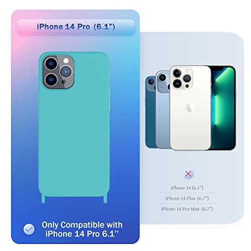 Image of Compatible with iPhone 14 Pro Case with Lanyard Crossbody iPhone Case with Strap Adjustable Shockproof Drop Protection Silicone Phone Cover for iPhone 14 Pro 6.1'' Sea Blue