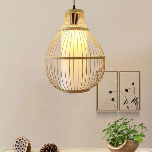 Lámpara de techo de madera natural con acabado clásico cilíndrico E27 monocabezal 3