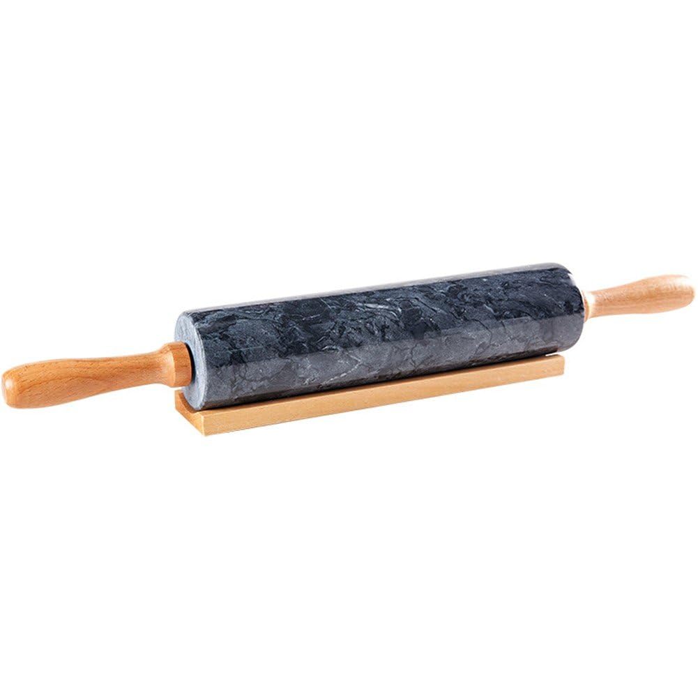 Mattarello in Marmo con Manico Spesso in Legno per Cottura Forno, Rullo Lucidato di qualità Premium 45 Cm per Pasta per Pizza, Fondente, Crosta di Torta, Superficie Antiaderente Facile Pulire