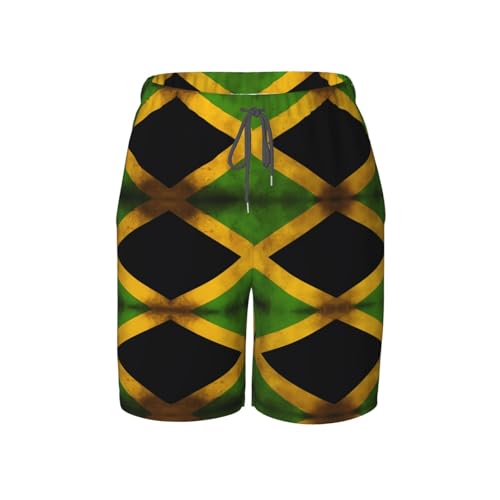 Old Jamaican Flag Youth Beach Pants, Soft and Breathable, with Drawstring Waist, Suitable for Sports and Leisure.