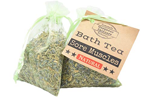 Sore Muscles Bath Tea Bag - Tub Tea, Floral Bath Soak, Relaxation Body Soak Flowers, Thyme, Rosemary, Lavender, Cramp Bark, Epsom Salt