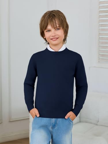 Haloumoning Boys Sweater Kids Casual Crewneck Long Sleeve Pullover Tops Fall Fashion Clothes 5-14 Years2