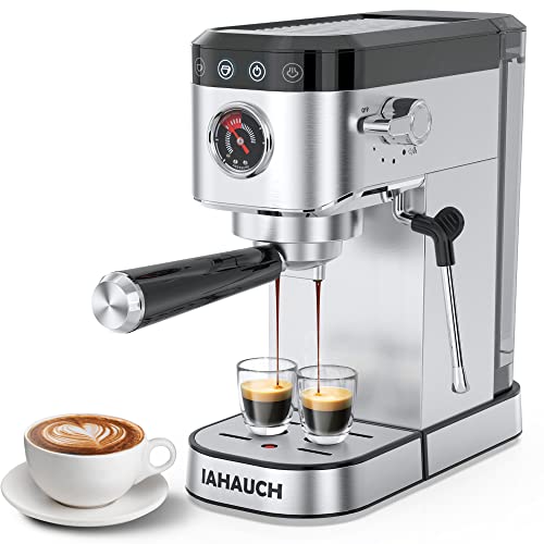 Iahauch 20 Bar Espresso Machine, 1350W Compact Espresso Cofee Machine For Home Office, Stainless Steel Espresso Maker With Milk Frother For Espresso/Macchiato/Latte/Cappuccino, 37Oz Water Tank #TOP11