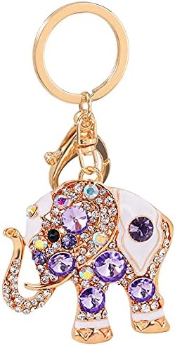 Purple Elephant Keychain, Lucky Rhinestone Bag Purse Charm Women image 4
