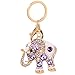 Reizteko Lucky Elephant Colorful Opal Rhinestone Plating Women Car/Bag Keychain Purse Charm - Purple