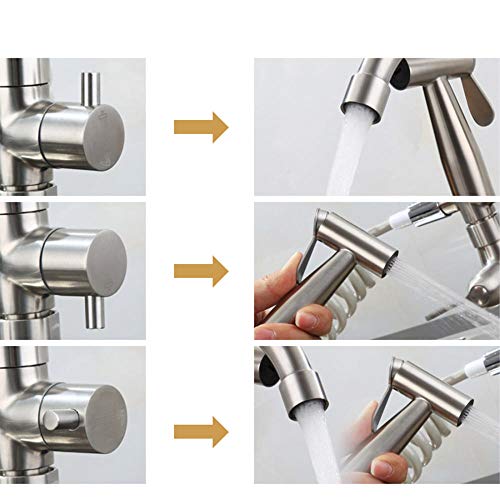 Robinet de cuisine mural et douchette pour simplifier la lessive et l'évier