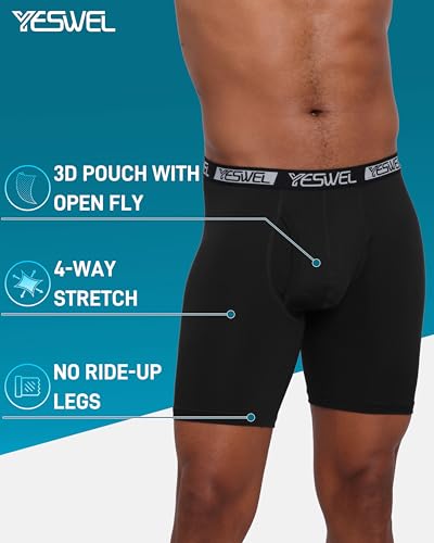 Men's Underwear Boxer Briefs, Performance Athletic Microfiber for Active Sports 3 Pack2
