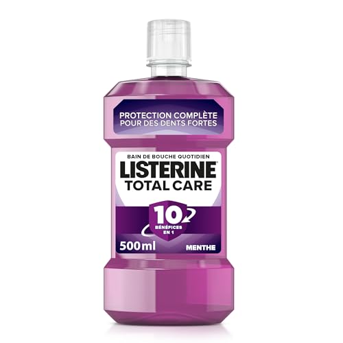 Listerine – Bain de Bouche Quotidien Total Care (bouteille de 500 ml) – Soin bucco-dentaire protection émail 10 bénéfices en 1 – Haleine fraîche...