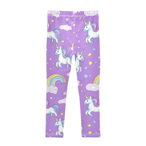 Cute Unicorns Girls' Leggings Toddler Doodles Rainbows Kids Yoga Pants Dance Active Tights 4T2