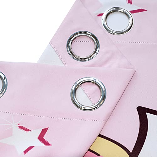YISURE Nursery Cartoon Curtains, Unicorn Rainbow Blackout Curtain for Kids' Bedroom - Image 3