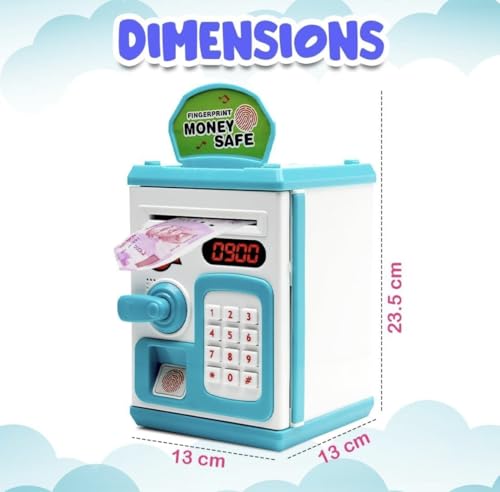 Image of Piggy Bank Toy for Kids and Adults - Gullak Money Safe with Number Password and Touch Sensor - Money Saving Mini ATM Toy with Lights and Sound (Multicolour)