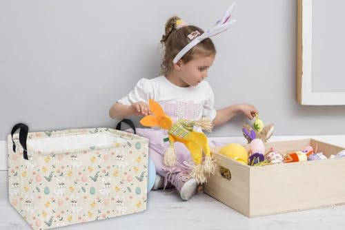 Image of Essme Rectangular Shelf Basket for Kids, Toy Organizer, Easter Gift. (Flower Easter Eggs)