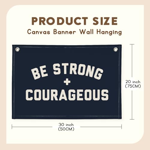 Image of Motivational Quotes Boys Room Decor,Be Strong Courageous Joshua 1:9 Bibie Nursery Playroom Wall Decor,Classroom Must Haves, Teen Dorm Toddler Wall Hanging Canvas Banner 30x20 bestrong