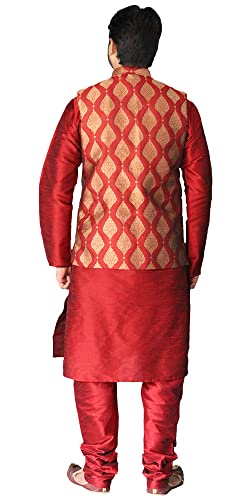 Image of Men's Silk Kurta Pajama Jacket /Waistcoat /Blazer Set