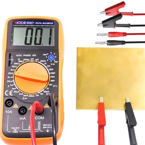Image of Multimeter Leads, Alligator Clips with Wires Insulated, 4 Pcs Yellow & Black Multimeter Probes & Black and Red Alligator Clips Electrical for Test Extension, Multimeter Accessories, Crafts
