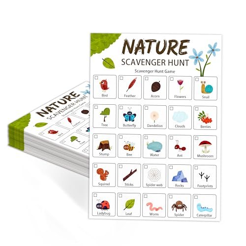 TNVDFNBR 30Pcs Nature Scavenger Hunt Cards, Scavenger Hunt Cards...