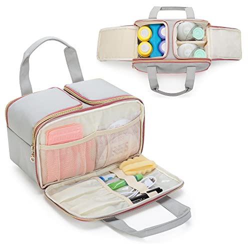 Image of Damero Wearable Breast Pump Bag with Cooler Compartment Compatible with Willow and Elvie Breast Pump, Tote Bag for Wearable Breast Pump, Pump Parts and Ice Pack, Patent Design