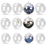Iconikal 12-Pack Fillable Clear Plastic Ball Ornaments, 2.75-Inch (7cm) for DIY Crafts, Christmas & Holiday Decor