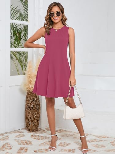 Image of KORSIS Tank Dress for Women Elegant T-Shirt Summer Soft Dresses Sleeveless Swing A Line Vacation Beach Sundress with Pockets