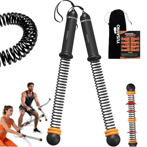Ropeless Battle Ropes for Home Gym-Portable Cordless Training with Poster