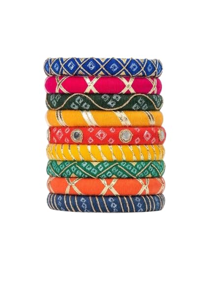 Mahadevv Bangles for Women & Girl Handcrafted Cotton Thread Bangle Set | Handamde Bangles for Party & Wedding | Handcrafted Decorative Bangles, Set of 9, Vivid Colours, Embroidered Patterns (2.12) (B0DHL4PZ8R) Amazon Price History, Amazon Price Tracker