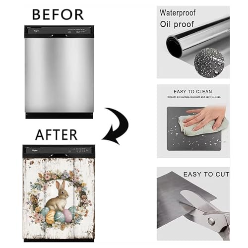Image of BVBOX Dishwasher Magnet Cover 23 inchx26 inch, Reusable Magnetic Refrigerator Covers, Decorative Magnets Cover Fridge Door Skin Panel Stickers for Home Kitchen Appliance