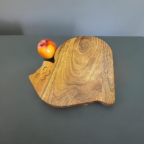 Tabla de cortar de madera con forma de gato divertida miniatura 7