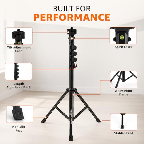 Image of Amazon Basics 61 Inch (156CM) 1.5M Tripod Stand with Mobile Phone Holder - Versatile Stand for Ring Lights, Cameras, and Mobile Phones. Ideal for Video Recording, Video Shooting, and Lighting Setup.
