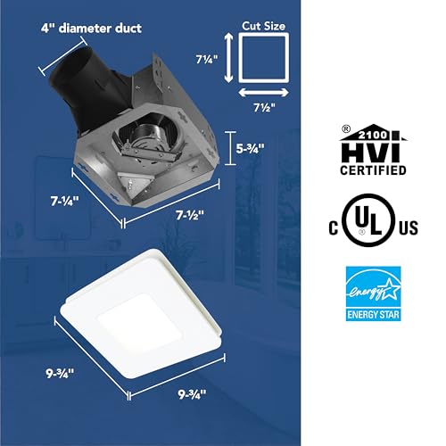 Image of Broan-NuTone Bathroom Exhaust Fan with LED Light - Easy Retrofit Without Attic Access, Quiet 0.9 Sones, Effective Ventilation at 60 CFM ENERGY STAR Certified Moisture and Odor Control
