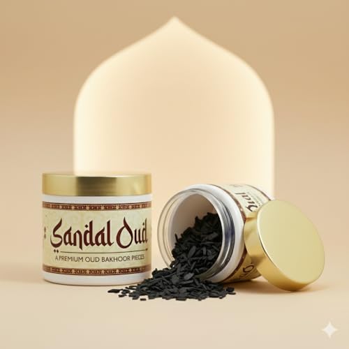 Image of Sandal Oud BAKHOOR Incense | Authentic Arabic BAKHOOR Incense | 40 GMS JAR | Pack of 1 | Natural Wood Chips Sandal Fragrance